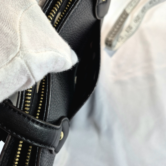 Anne Klein Black Faux Leather Lion Logo Tassel Tote Bag - Picture 8 of 16